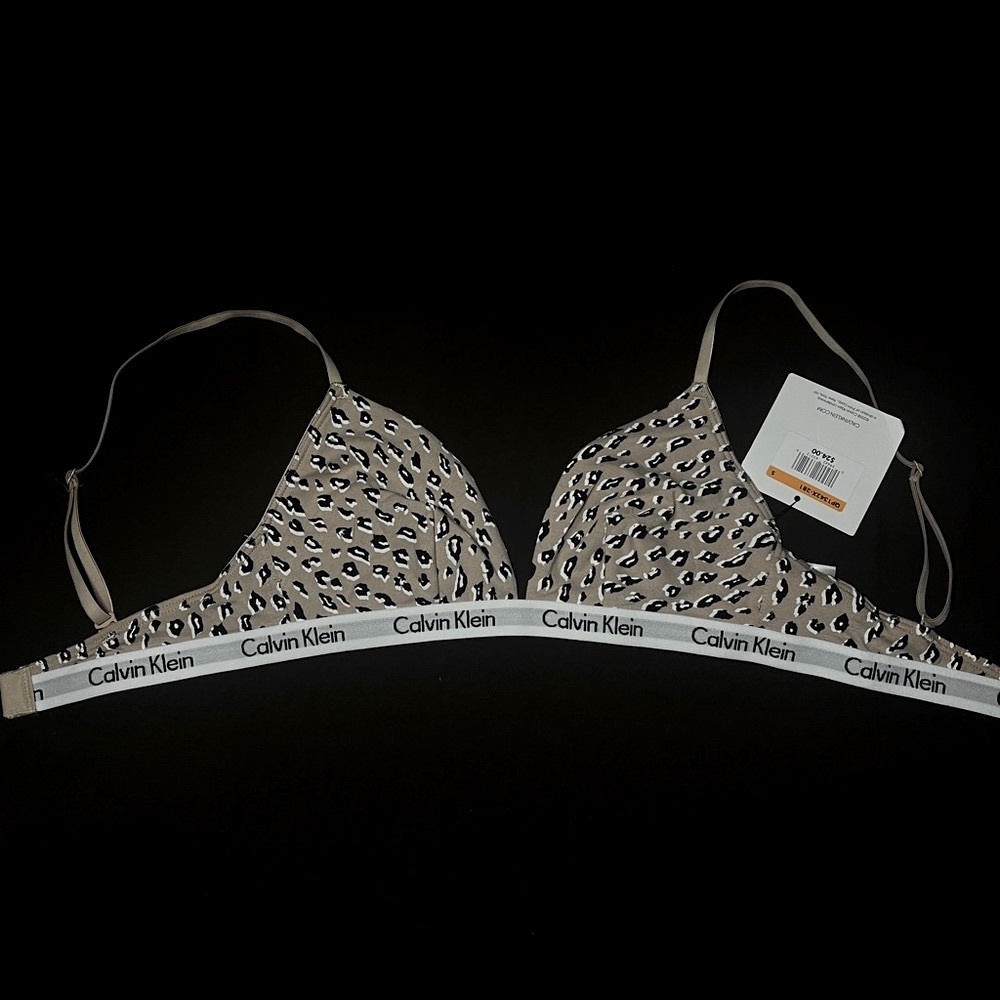Calvin Klein Leopard Unlined Triangle Bralette *ੈ✩‧₊˚